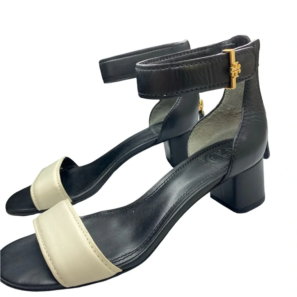 Tory Burch Tana leather Elegant Black and Cream Women's Sandals
